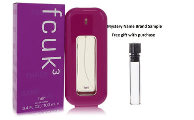 FCUK 3 by French Connection Eau De Toilette Spray 3.4 oz And a Mystery Name brand sample vile