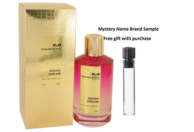 Mancera Indian Dream by Mancera Eau De Parfum Spray 4 oz And a Mystery Name brand sample vile