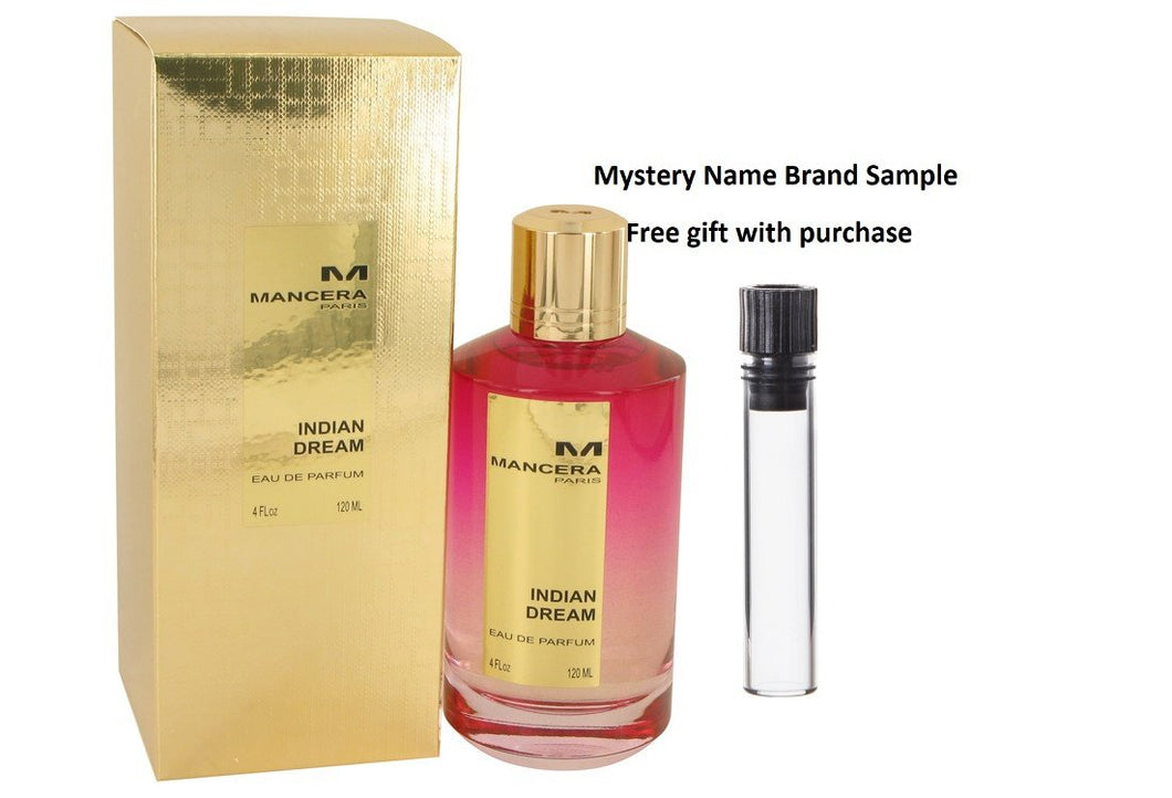 Mancera Indian Dream by Mancera Eau De Parfum Spray 4 oz And a Mystery Name brand sample vile