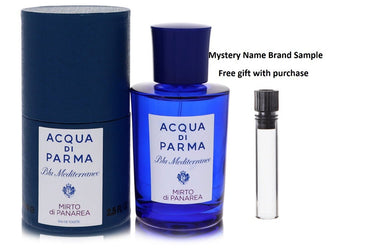 Blu Mediterraneo Mirto Di Panarea by Acqua Di Parma Eau De Toilette Spray (Unisex) 2.5 oz And a Mystery Name brand sample vile
