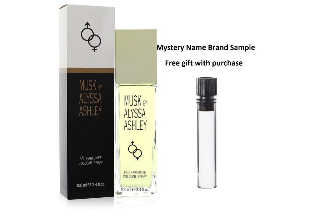 Alyssa Ashley Musk by Houbigant Eau Parfumee Cologne Spray 3.4 oz And a Mystery Name brand sample vile