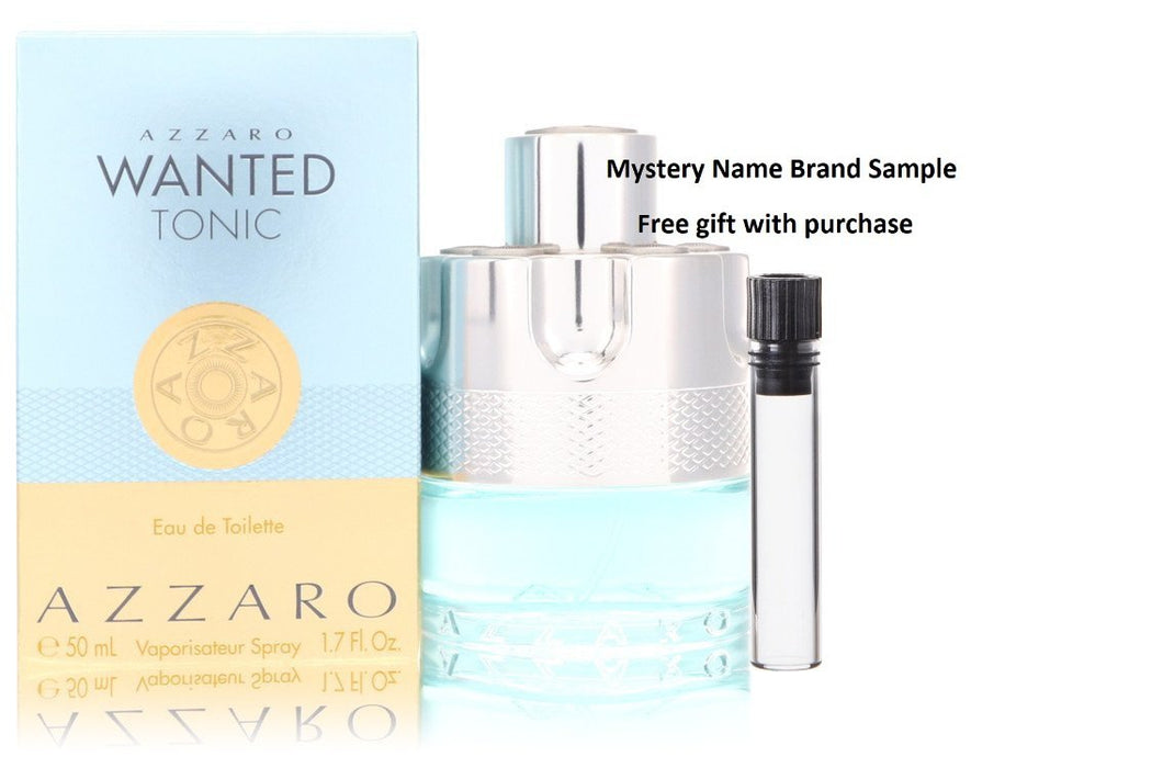 Azzaro Wanted Tonic by Azzaro Eau De Toilette Spray 1.7 oz And a Mystery Name brand sample vile