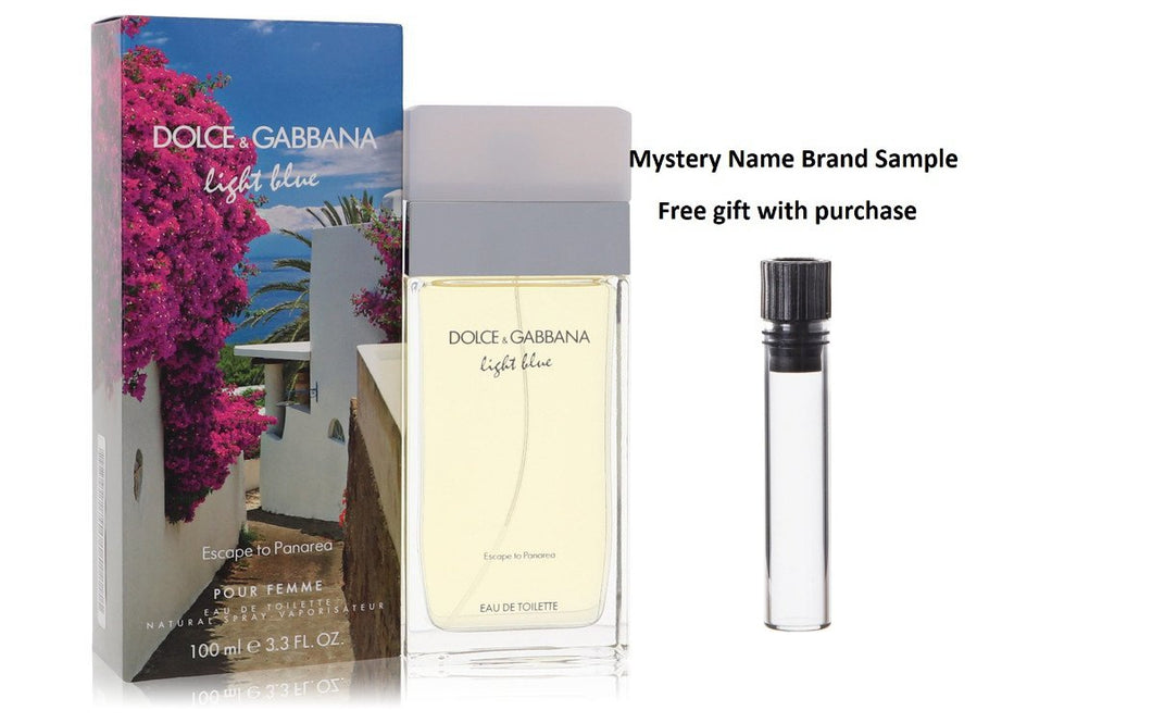 Light Blue Escape to Panarea by Dolce & Gabbana Eau De Toilette Spray 3.3 oz And a Mystery Name brand sample vile