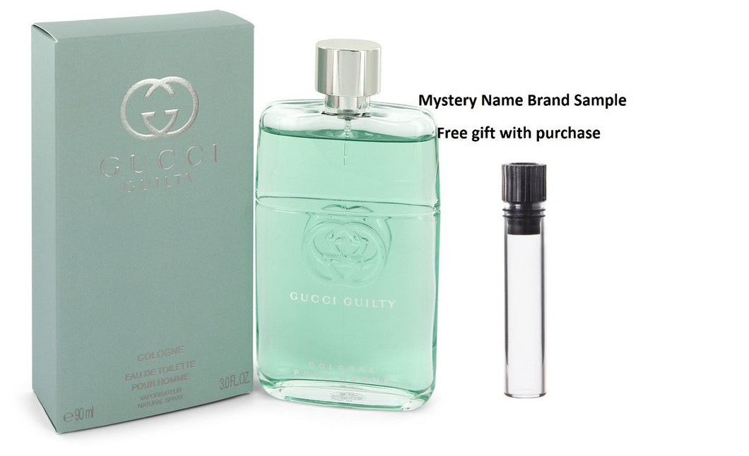 Gucci Guilty Cologne by Gucci Eau De Toilette Spray 3 oz And a Mystery Name brand sample vile