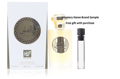 Ana Assali Gold by Rihanah Eau De Parfum Spray (Unisex) 3.4 oz And a Mystery Name brand sample vile