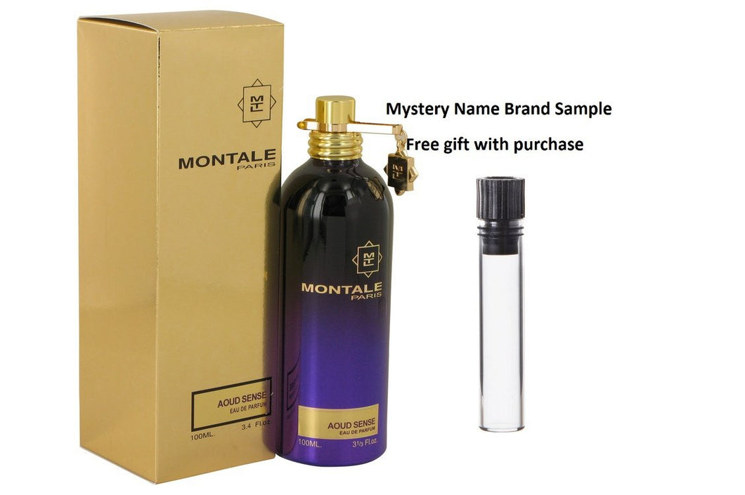 Montale Aoud Sense by Montale Eau De Parfum Spray (Unisex) 3.4 oz And a Mystery Name brand sample vile