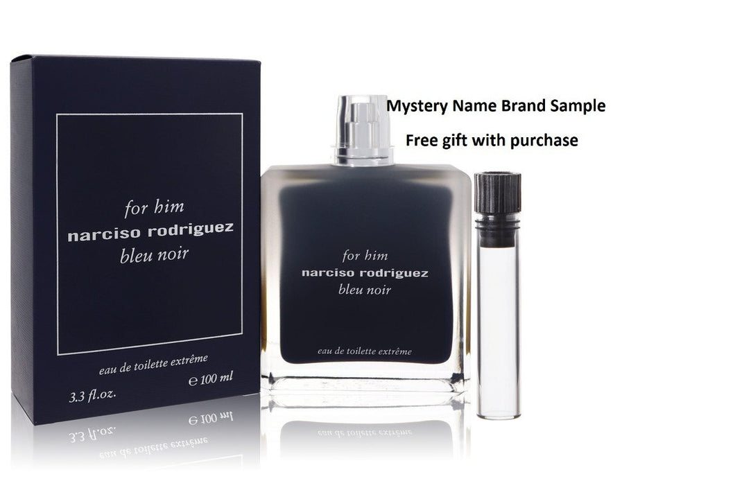 Narciso Rodriguez Bleu Noir Extreme by Narciso Rodriguez Eau De Toilette Spray 3.3 oz And a Mystery Name brand sample vile