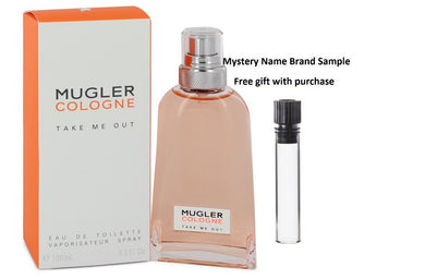 Mugler Take Me Out by Thierry Mugler Eau De Toilette Spray (Unisex) 3.3 oz And a Mystery Name brand sample vile