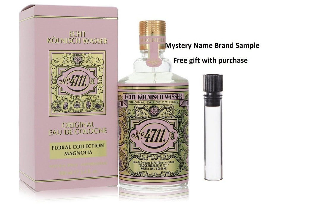 4711 Floral Collection Magnolia by 4711 Eau De Cologne Spray (Unisex) 3.4 oz And a Mystery Name brand sample vile