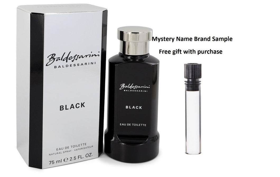 Baldessarini Black by Baldessarini Eau De Toilette Spray 2.5 oz And a Mystery Name brand sample vile