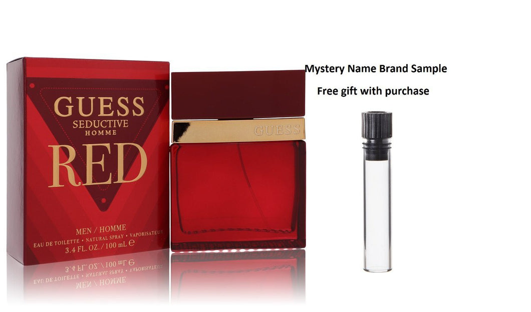 Guess Seductive Homme Red by Guess Eau De Toilette Spray 3.4 oz And a Mystery Name brand sample vile