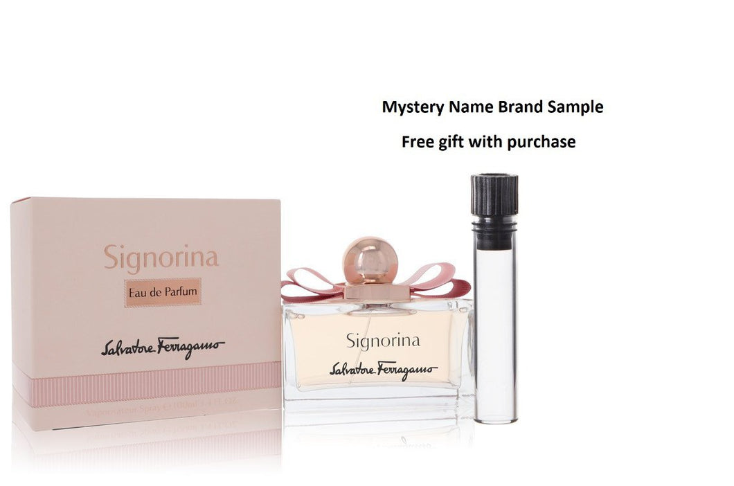 Signorina by Salvatore Ferragamo Eau De Parfum Spray 3.4 oz And a Mystery Name brand sample vile