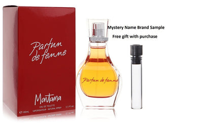 Montana Parfum De Femme by Montana Eau De Toilette Spray 3.3 oz And a Mystery Name brand sample vile