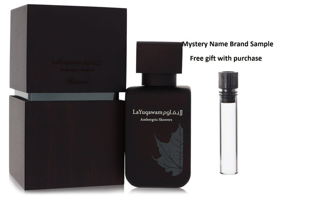 Ambergris Showers by Rasasi Eau De Parfum Spray 2.5 oz And a Mystery Name brand sample vile