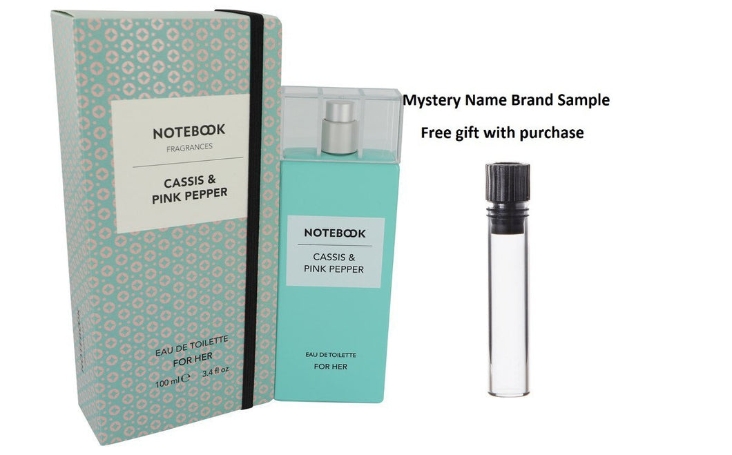 Notebook Cassis & Pink Pepper by Selectiva SPA Eau De Toilette Spray 3.4 oz And a Mystery Name brand sample vile