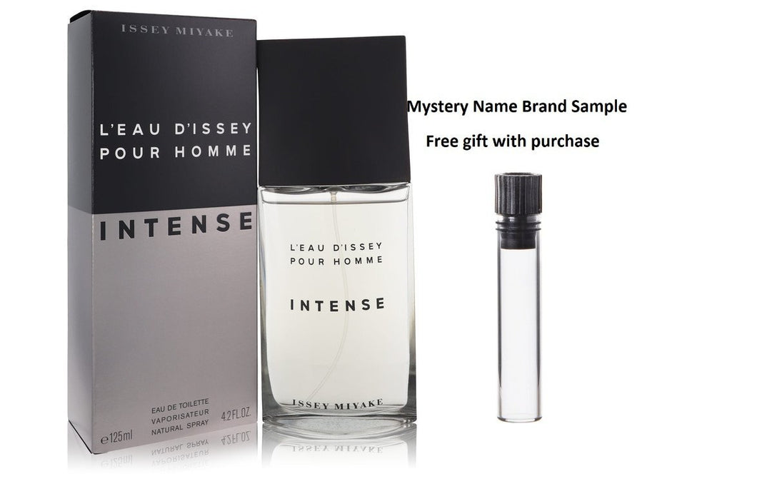 L'eau D'Issey Pour Homme Intense by Issey Miyake Eau De Toilette Spray 4.2 oz And a Mystery Name brand sample vile