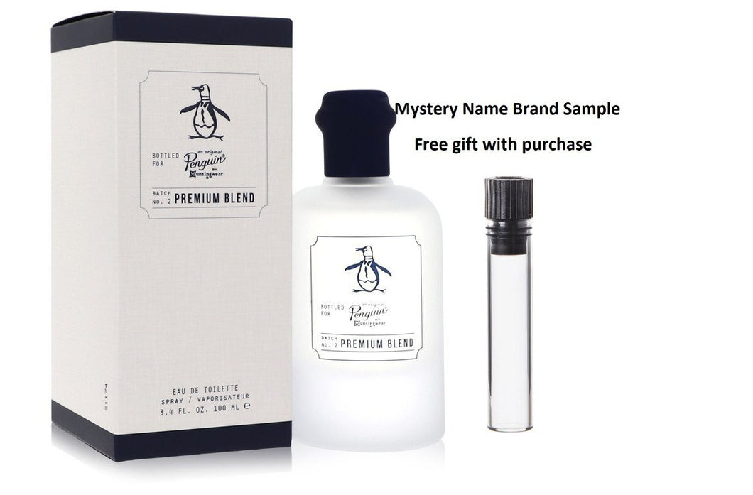 Original Penguin Premium Blend by Original Penguin Eau De Toilette Spray 3.4 oz And a Mystery Name brand sample vile