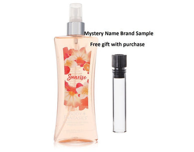 Body Fantasies Signature Sweet Sunrise Fantasy by Parfums De Coeur Body Spray 8 oz And a Mystery Name brand sample vile