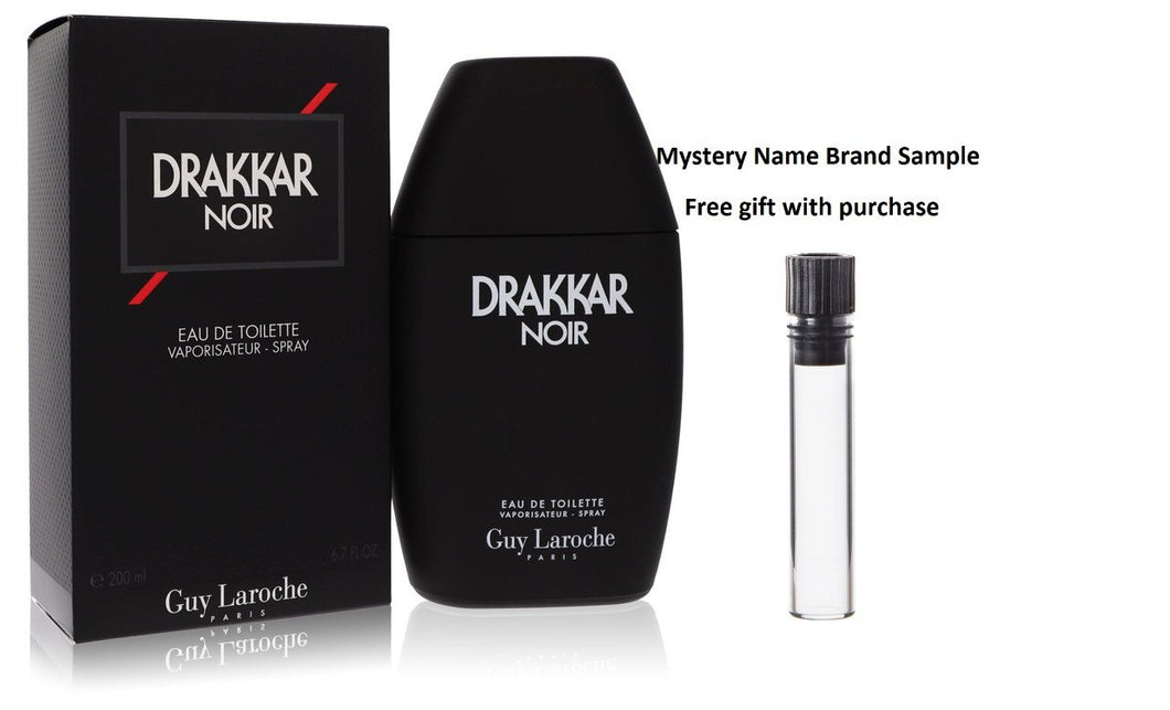 DRAKKAR NOIR by Guy Laroche Eau De Toilette Spray 6.7 oz And a Mystery Name brand sample vile
