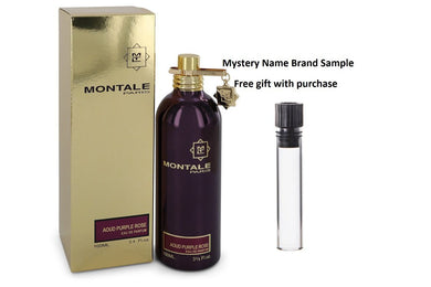 Montale Aoud Purple Rose by Montale Eau De Parfum Spray (Unisex) 3.4 oz And a Mystery Name brand sample vile