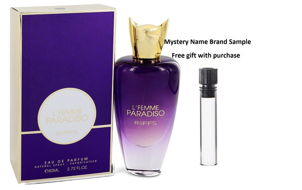 L'femme Paradiso by Riiffs Eau De Parfum Spray 2.7 oz And a Mystery Name brand sample vile