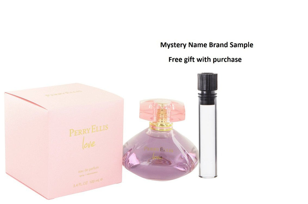 Perry Ellis Love by Perry Ellis Eau De Parfum Spray 3.4 oz And a Mystery Name brand sample vile