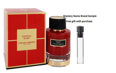 Sandal Ruby by Carolina Herrera Eau De Parfum Spray (Unisex) 3.4 oz And a Mystery Name brand sample vile