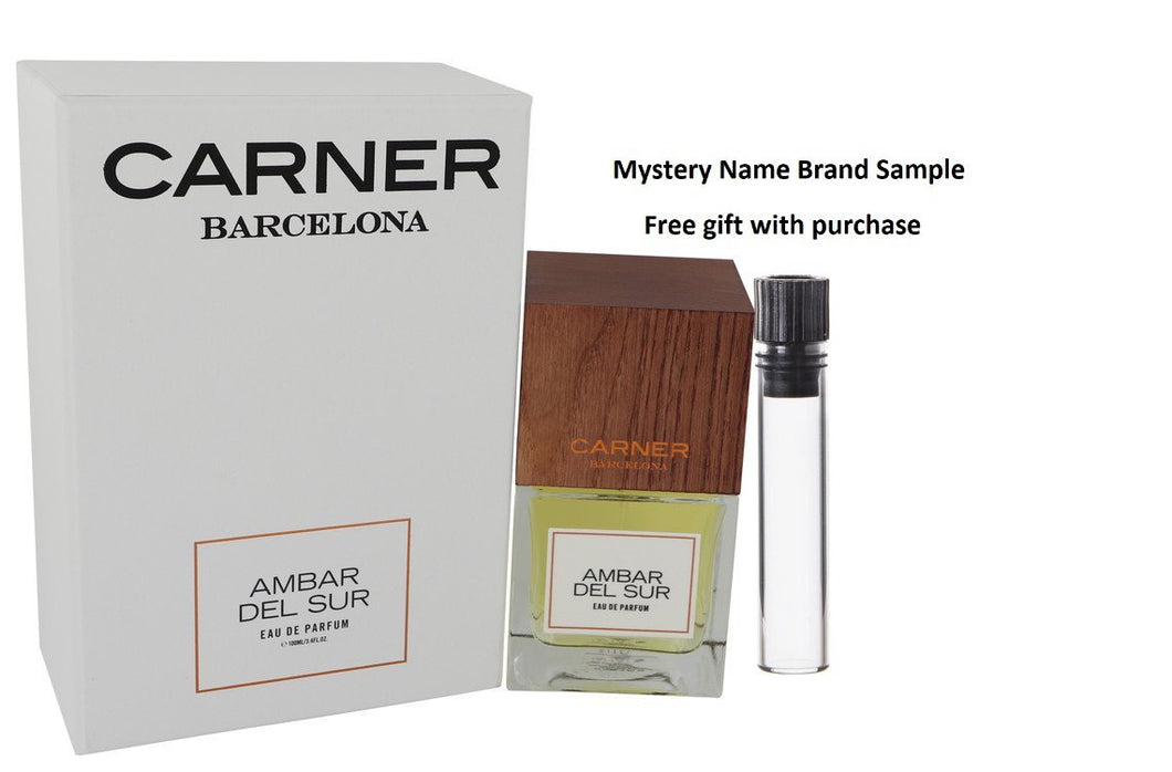 Ambar Del Sur by Carner Barcelona Eau De Parfum Spray (Unisex) 3.4 oz And a Mystery Name brand sample vile