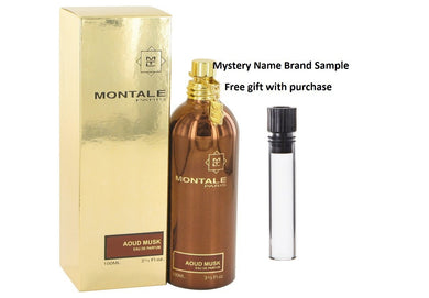 Montale Aoud Musk by Montale Eau De Parfum Spray 3.3 oz And a Mystery Name brand sample vile