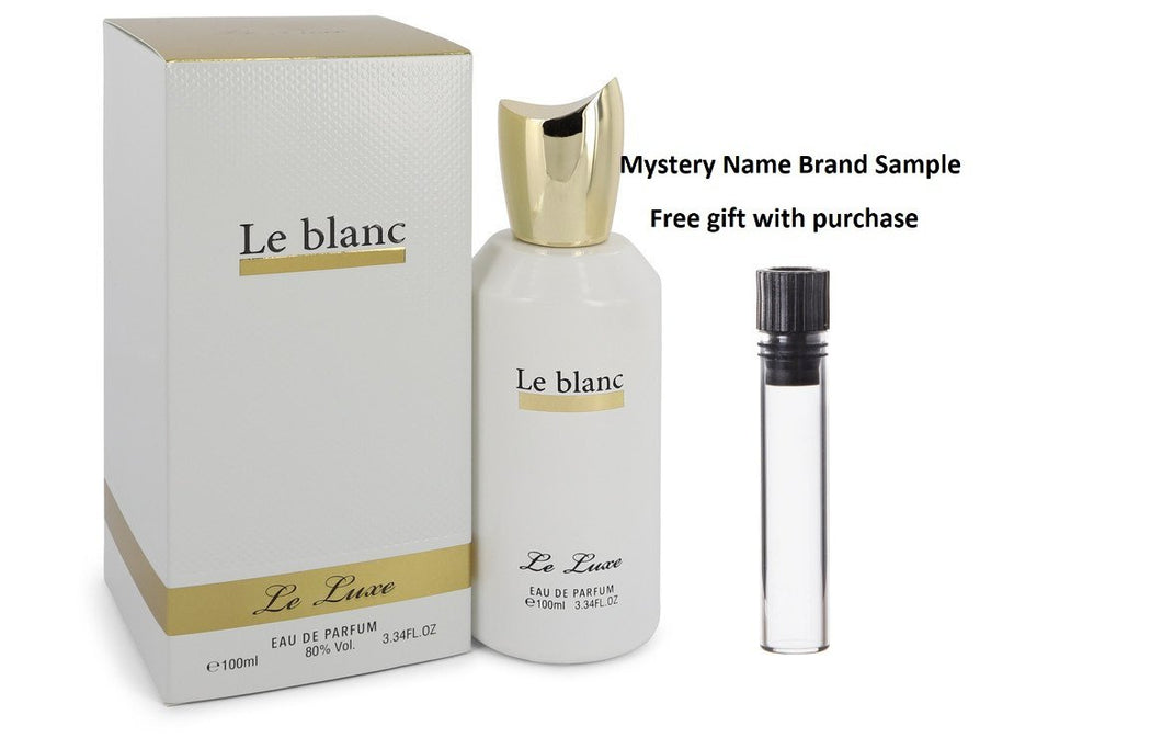 Le Luxe Le blanc by Le Luxe Eau De Parfum Spray 3.4 oz And a Mystery Name brand sample vile