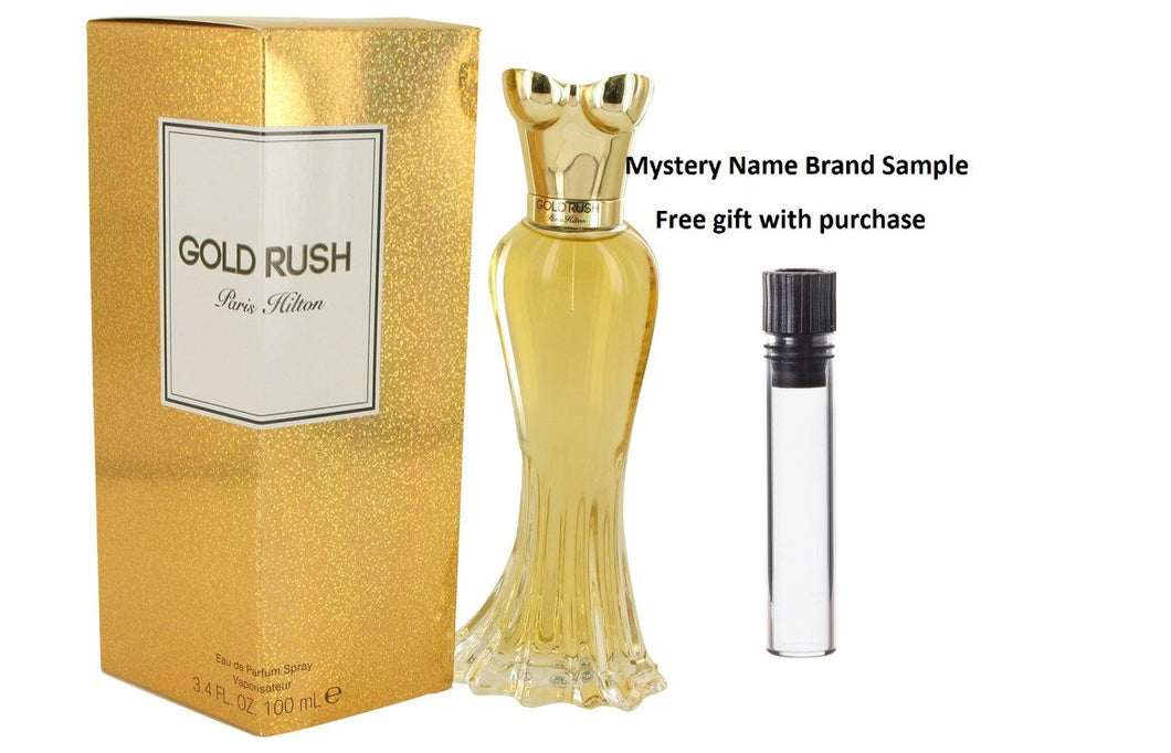 Gold Rush by Paris Hilton Eau De Parfum Spray 3.4 oz And a Mystery Name brand sample vile