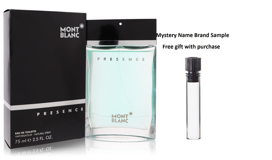Presence by Mont Blanc Eau De Toilette Spray 2.5 oz And a Mystery Name brand sample vile