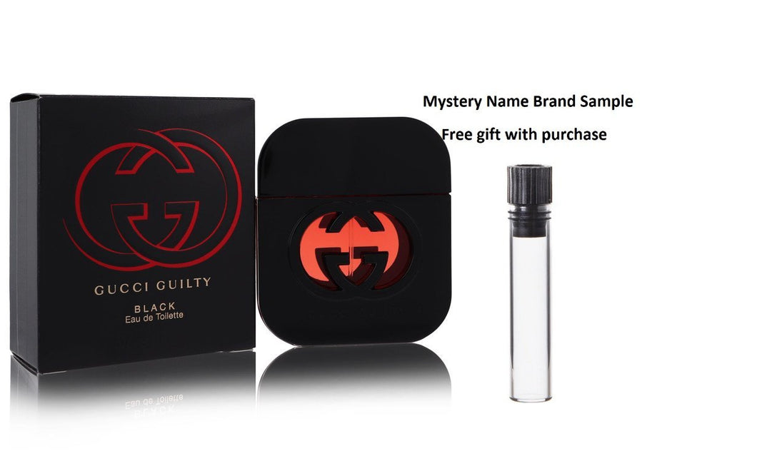 Gucci Guilty Black by Gucci Eau De Toilette Spray 1.7 oz And a Mystery Name brand sample vile