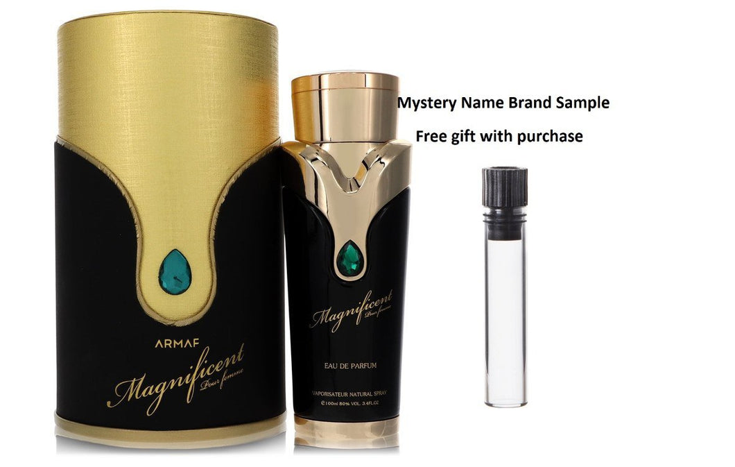 Armaf Magnificent by Armaf Eau De Parfum Spray 3.4 oz And a Mystery Name brand sample vile