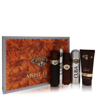 Cuba Gold by Fragluxe Gift Set -- 3.3 oz Eau De Toilette Spray + 3.3 oz After Shave Spray + 6.7 oz Body Deodorant Spray + 6.7 oz Shower Gel +  1.17 oz EDT Spray For Men
