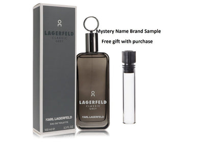 Lagerfeld Classic Grey by Karl Lagerfeld Eau De Toilette Spray 3.3 oz And a Mystery Name brand sample vile