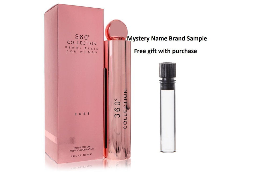Perry Ellis 360 Collection Rose by Perry Ellis Eau De Parfum Spray 3.4 oz And a Mystery Name brand sample vile