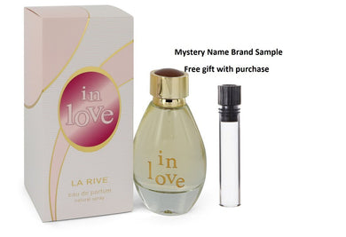 La Rive In Love by La Rive Eau De Parfum Spray 3 oz And a Mystery Name brand sample vile