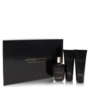 Unforgivable by Sean John Gift Set -- 4.2 oz Eau De Toilette Spray + 3.4 oz Shower Gel + 3.4 oz After Shave Balm For Men