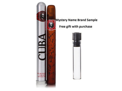 CUBA RED by Fragluxe Eau De Toilette Spray 1.15 oz And a Mystery Name brand sample vile