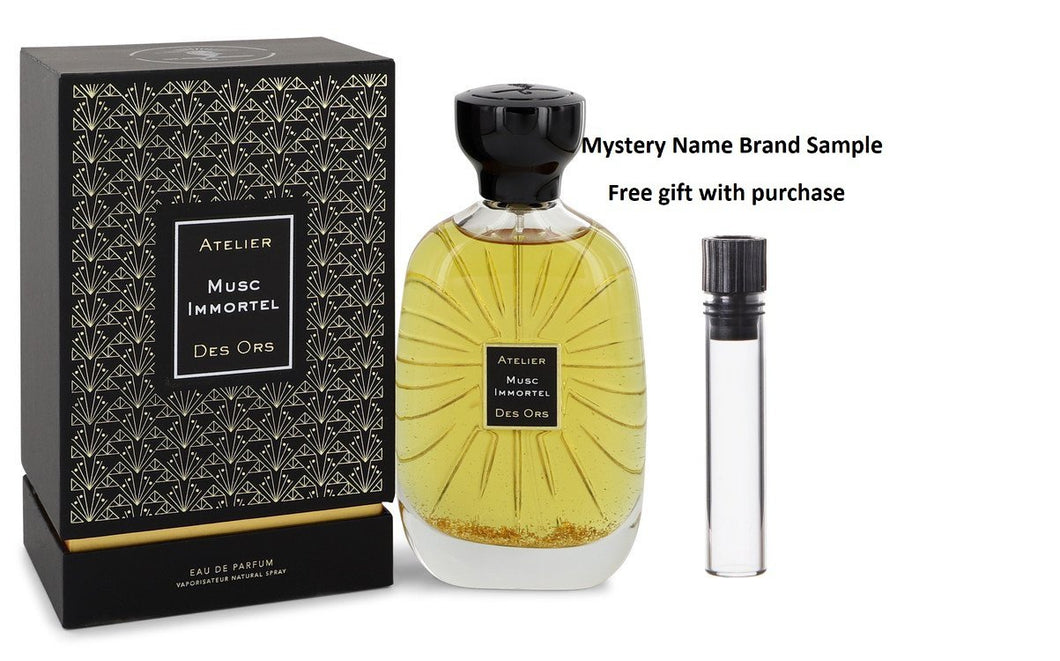 Musc Immortel by Atelier Des Ors Eau De Parfum Spray 3.3 oz And a Mystery Name brand sample vile