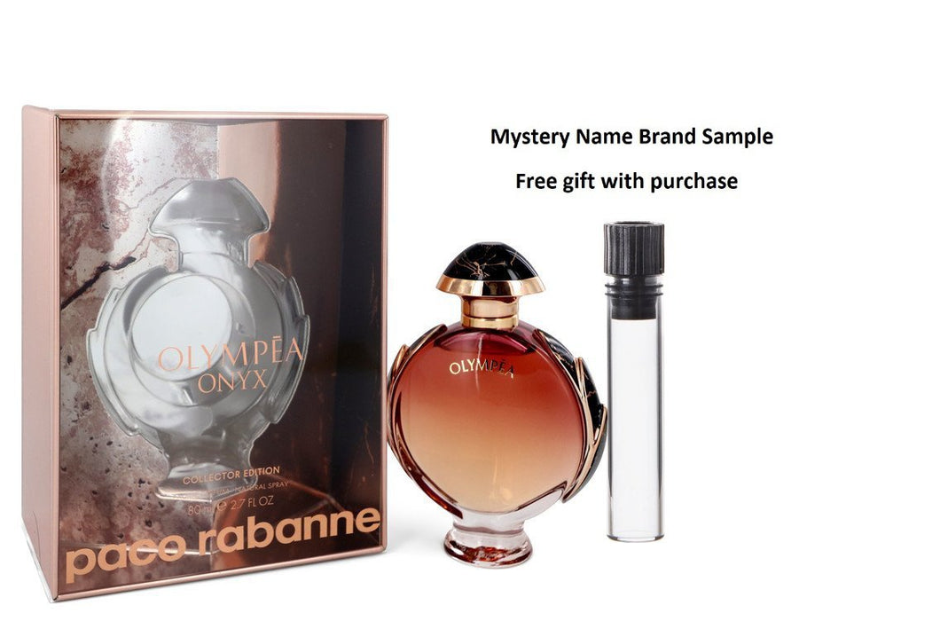 Olympea Onyx by Paco Rabanne Eau De Parfum Spray Collector Edition 2.7 oz And a Mystery Name brand sample vile