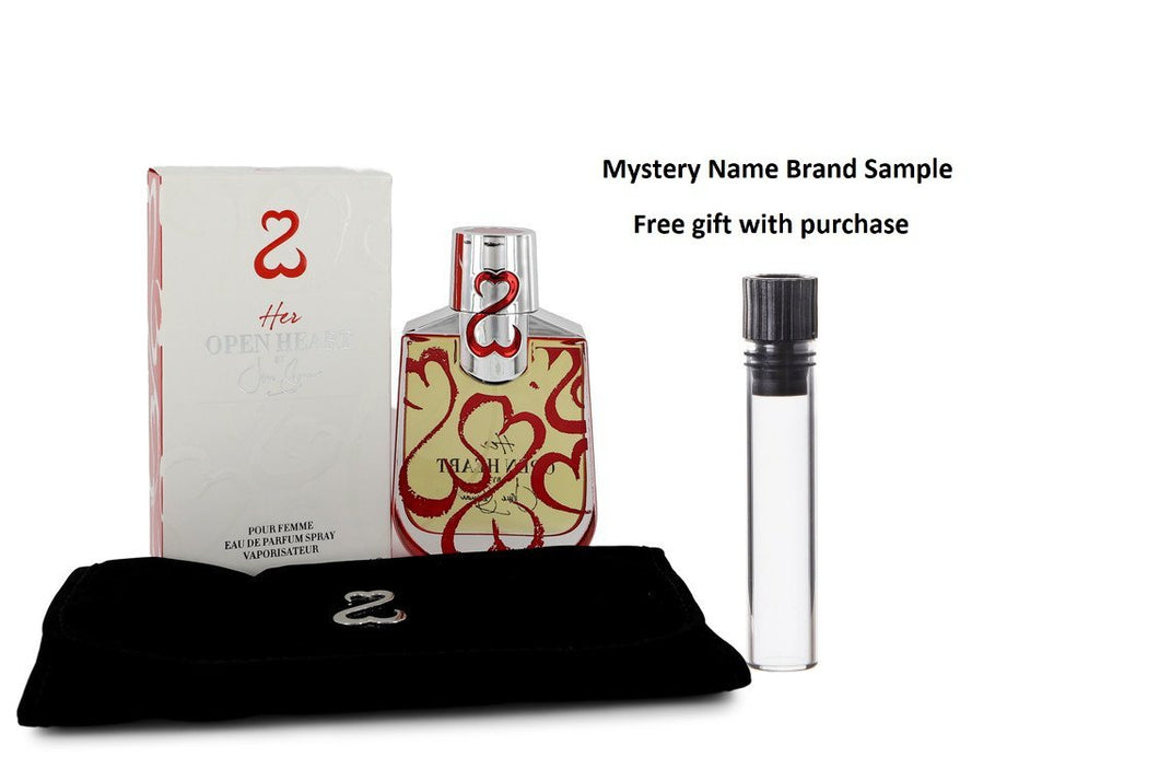 Her Open Heart by Jane Seymour Eau De Parfum Spray with Free Jewelry Roll 3.4 oz And a Mystery Name brand sample vile