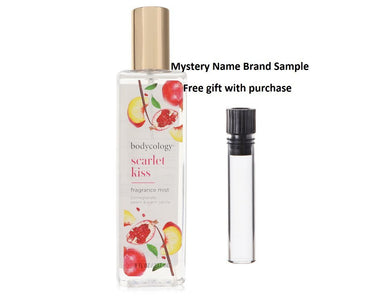 Bodycology Scarlet Kiss by Bodycology Fragrance Mist Spray 8 oz And a Mystery Name brand sample vile