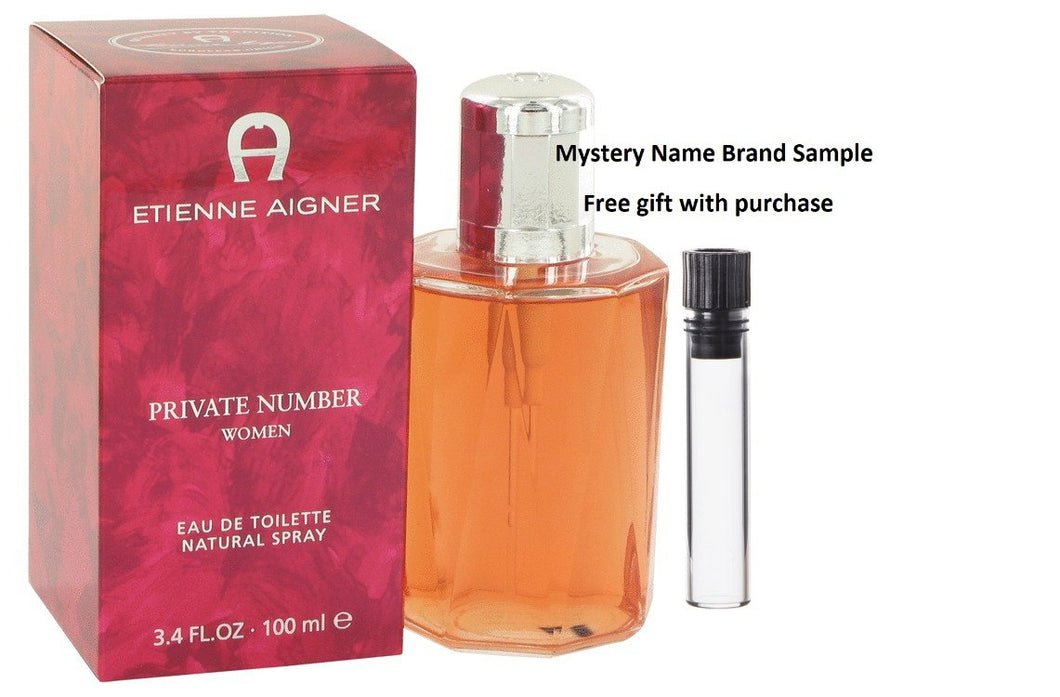 Private Number by Etienne Aigner Eau De Toilette Spray 3.4 oz And a Mystery Name brand sample vile