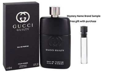 Gucci Guilty Pour Homme by Gucci Eau De Parfum Spray 3 oz And a Mystery Name brand sample vile