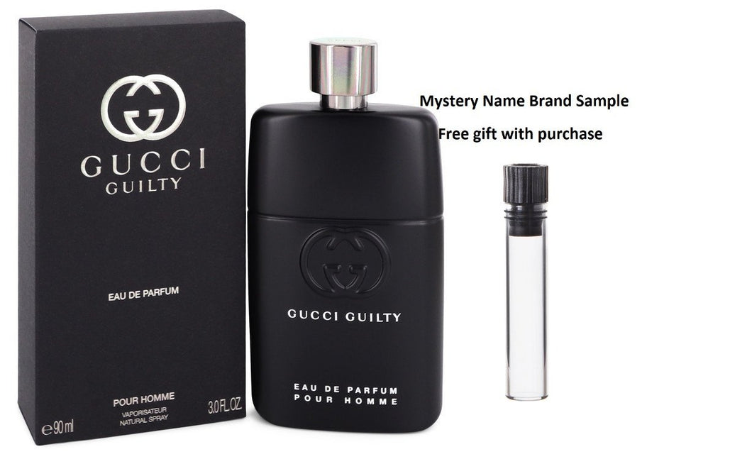 Gucci Guilty Pour Homme by Gucci Eau De Parfum Spray 3 oz And a Mystery Name brand sample vile
