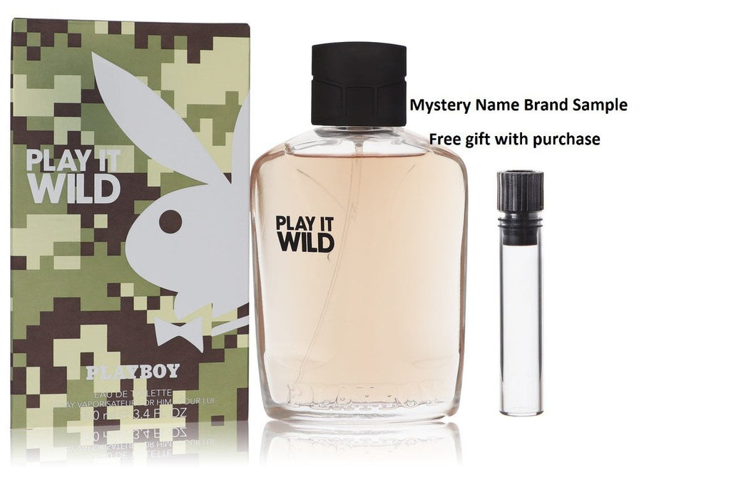 Playboy Play It Wild by Playboy Eau De Toilette Spray 3.4 oz And a Mystery Name brand sample vile