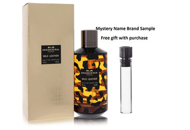Mancera Wild Leather by Mancera Eau De Parfum Spray (Unisex) 4 oz And a Mystery Name brand sample vile