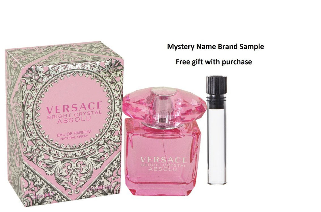 Bright Crystal Absolu by Versace Eau De Parfum Spray 1 oz And a Mystery Name brand sample vile